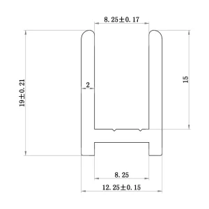 Abacus Glass Surface Channel -8mm Black - 2400mm technical drawing - Image 2