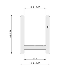 Abacus Glass Surface Channel -10mm Nickel - 1200mm technical drawing - Image 2