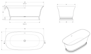 Bc Designs Bampton Bath 1555 X 740 (no Waste) Mushroom detail view - Image 2