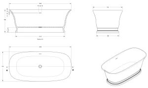Bc Designs Bampton Bath 1555 X 740 (no Waste) Powder Grey detail view - Image 2