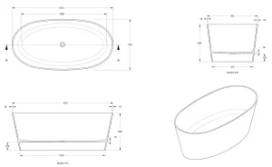 Bc Designs Sorpressa Bath 1510 X 760 (no Waste) Powder Grey detail view - Image 2