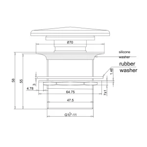 Britton Click Clack Bath Waste (unslotted) With White Clearstone Cover Matt detail view - Image 2