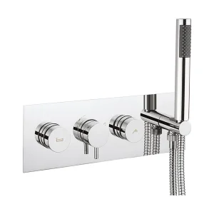 Crosswater Dial Kai Lever Thermostatic Bath Valve with 2 Way Diverter & Handset Chrome