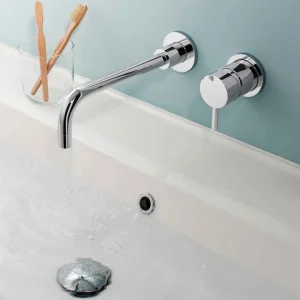 Crosswater Kai Lever Basin 2 Hole Set Wall Mounted Chrome detail view - Image 4