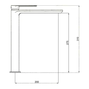 Crosswater Pier Tall Basin Monobloc No Waste Deck Mounted Chrome technical drawing - Image 2