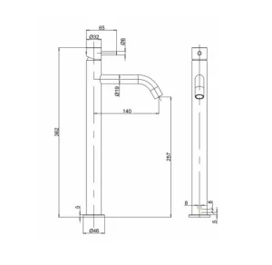 Crosswater Mpro Basin Tall Monobloc No Waste Stainless detail view - Image 3