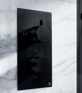 Crosswater Crossbox Mpro 3 Outlet Trim & Levers Matt Black detail view - Image 2