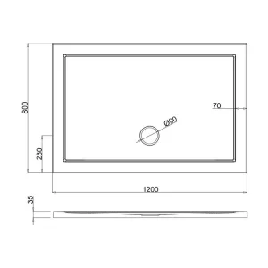Crosswater Rectangular Shower Tray 800x1200 technical drawing - Image 3