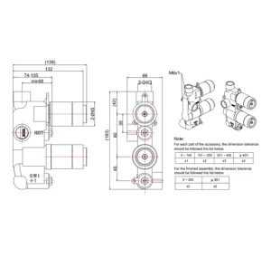 Crosswater Single Outlet Valve Body With Chrome Collar detail view - Image 3