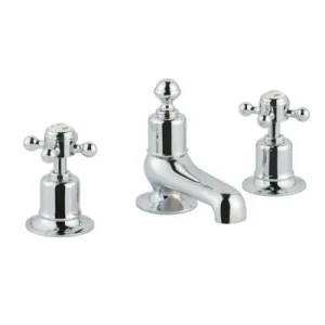Just Taps Grosvenor Cross Three Hole Deck Mounted Basin Mixer Chrome