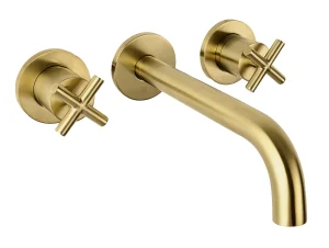 Just Taps Solex 3 Hole Wall Mounted Basin Mixer Brushed Brass