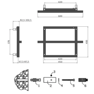 Reina Lago Designer Radiator Single Bar technical drawing - Image 4
