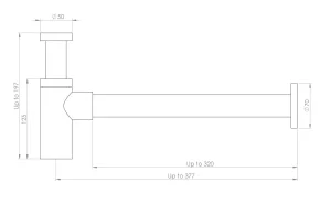 Saneux Cos Round Bottle Trap - Chrome technical drawing - Image 2