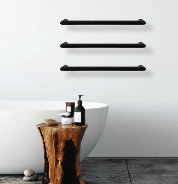 Thermosphere 12v Heated Towel Bar Double Round 632mm Matt Black