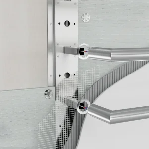 Thermosphere 12v Heated Towel Bar Double Square 450mm Polished Brass detail view - Image 5