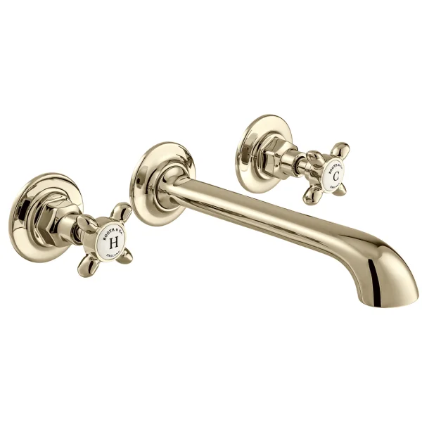 Booth & Co. Wall Mounted Basin Mixer Nickel & Crackled White