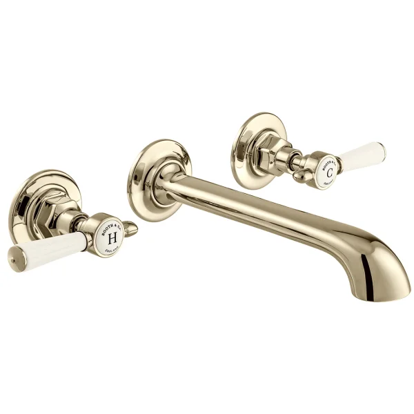 Booth & Co. Wall Mounted Basin Mixer Nickel & Crackled White