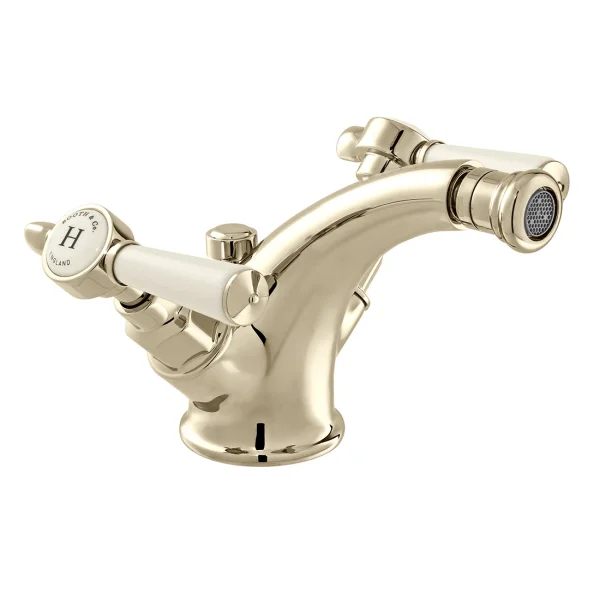 Booth & Co. Mono Bidet Mixer With Pop-up Waste Nickel & Crackled White