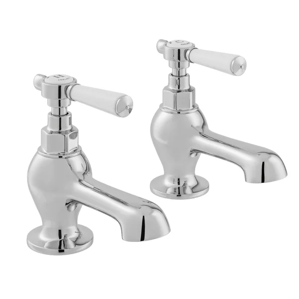 Booth & Co. Bath Pillar Taps Chrome & White