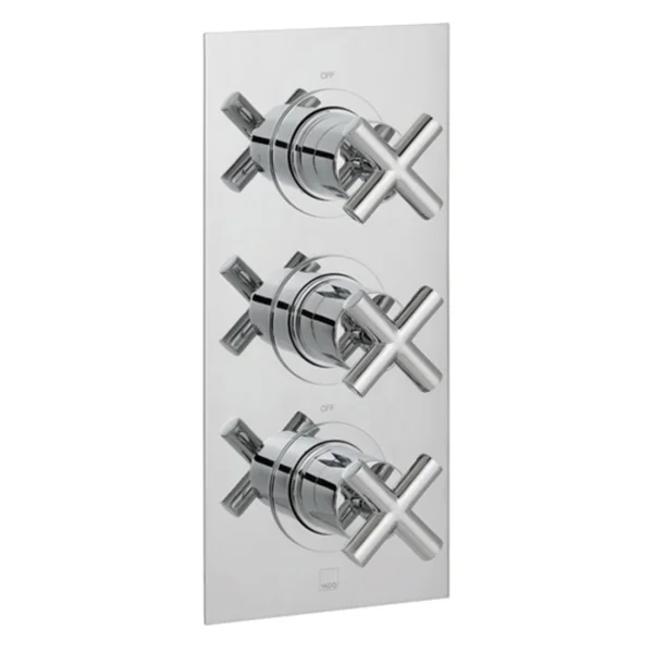 Vado Dx Elements 2 Outlet 3 Handle Concealed Thermostatic Valve Rectaungular Packplate Chrome
