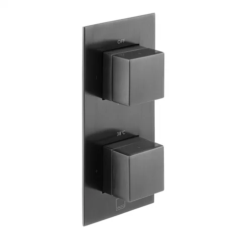 Vado Individual Tablet Notion Vertical Concealed 2 Outlet, 2 Handle Thermostatic Valve With All-flow Function Brushed Black