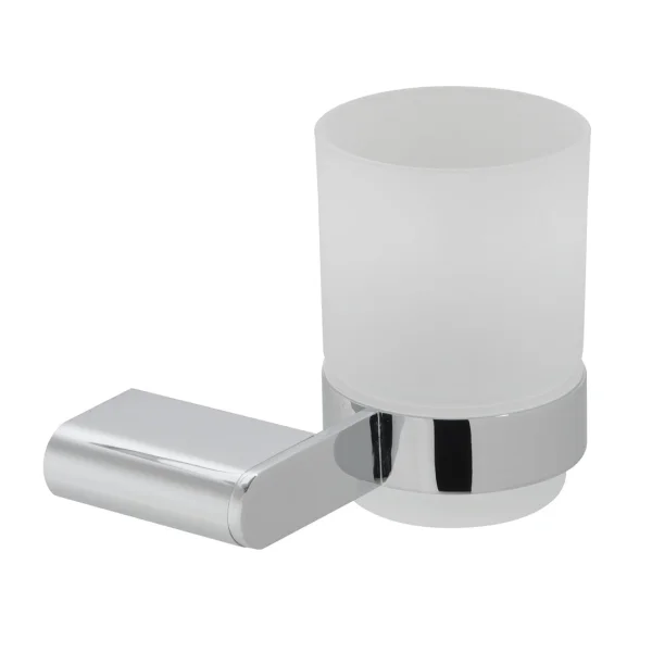 Vado Photon Frosted Glass Tumbler And Holder Wall Mounted Chrome