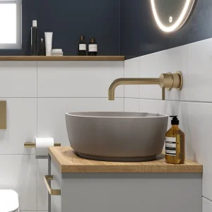 Crosswater Mpro Basin 2 Hole Set Wall Mounted Brushed Brass detail view - Image 3