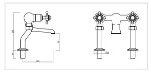 Crosswater Belgravia Crosshead Bath Filler Deck Mounted Chrome technical drawing - Image 2