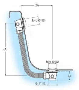 Crosswater Bath Click Clack Waste Chrome technical drawing - Image 3