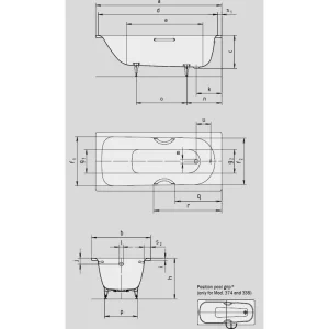 Kaldewei Saniform Plus 1700 X 700mm Bath - White - 2 Tap Hole (excl. Feet) detail view - Image 3